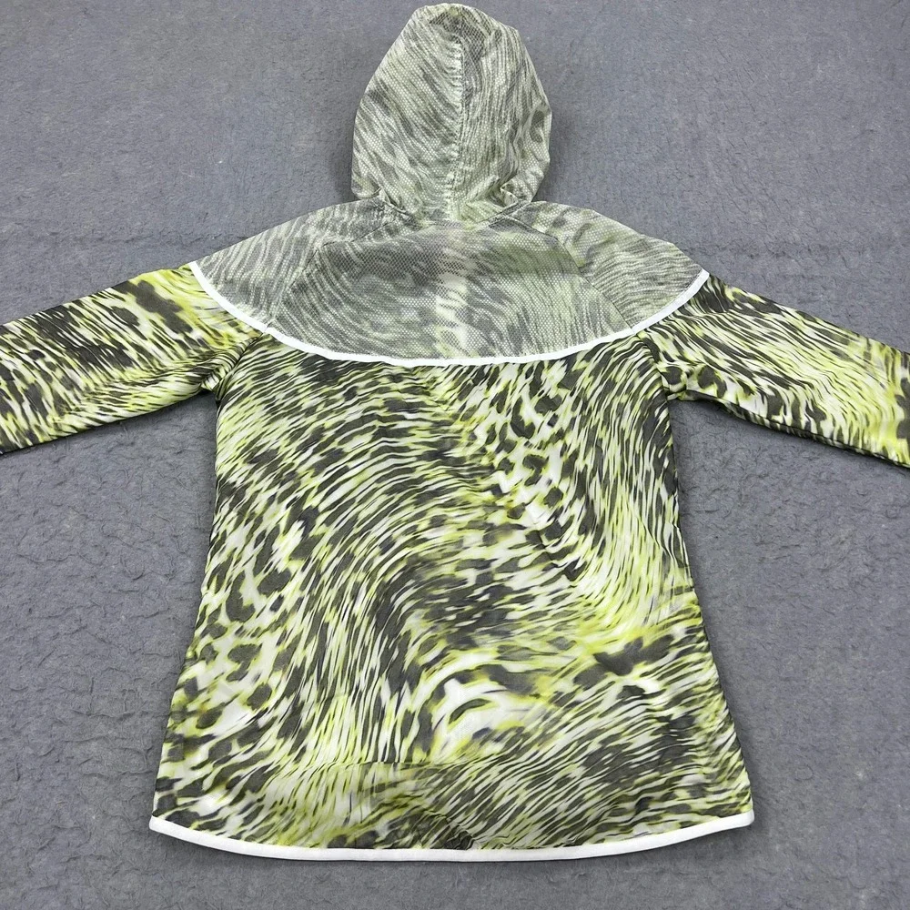 Nike Tech Jacket Womens Medium Green Hyperfuse Hooded Windrunner Full Zip 645017